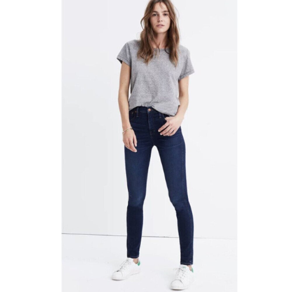 Madewell Womens 32 10 Inch High Rise Skinny Jeans Dark Wash